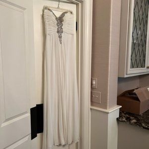 White Formal Gown with Rhinestone Embellishment